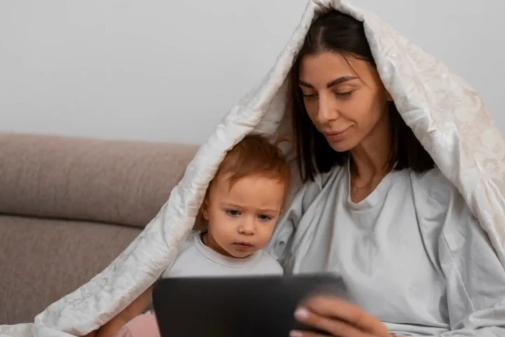 A mother and baby spending a moment together